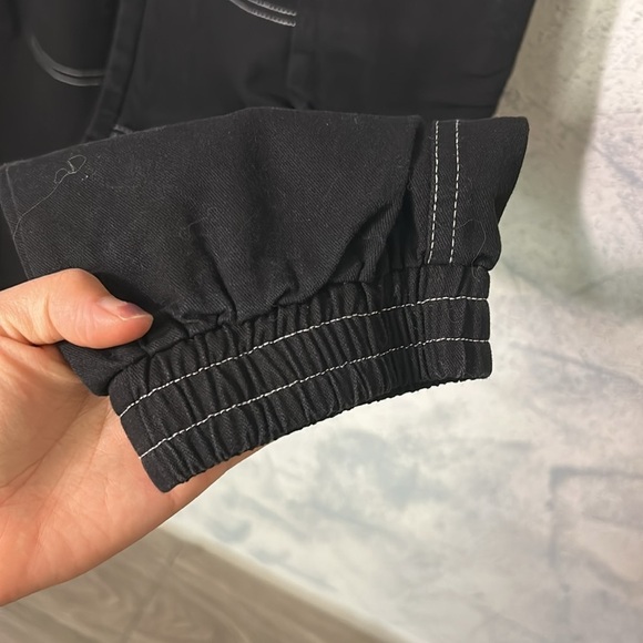 Black Cargo Jogger Pants - Size 10| Contrast Stitch + Pockets - Picture 5 of 6